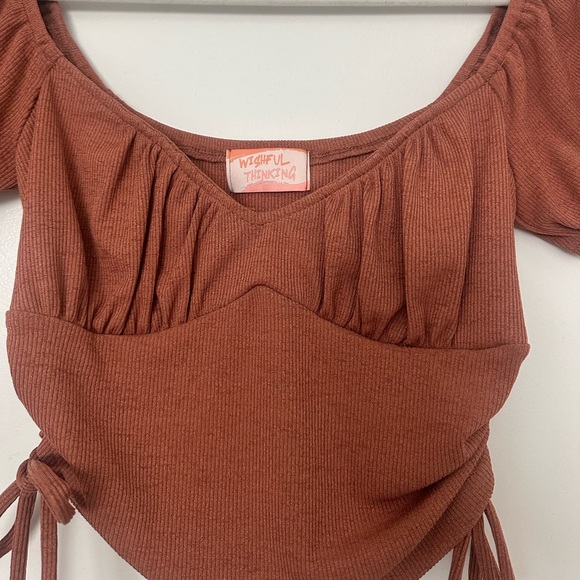 Women’s Brown Tie Tee-Shirt Ruched Cup Going out top Ruby and Jenna Top - Picture 3 of 5